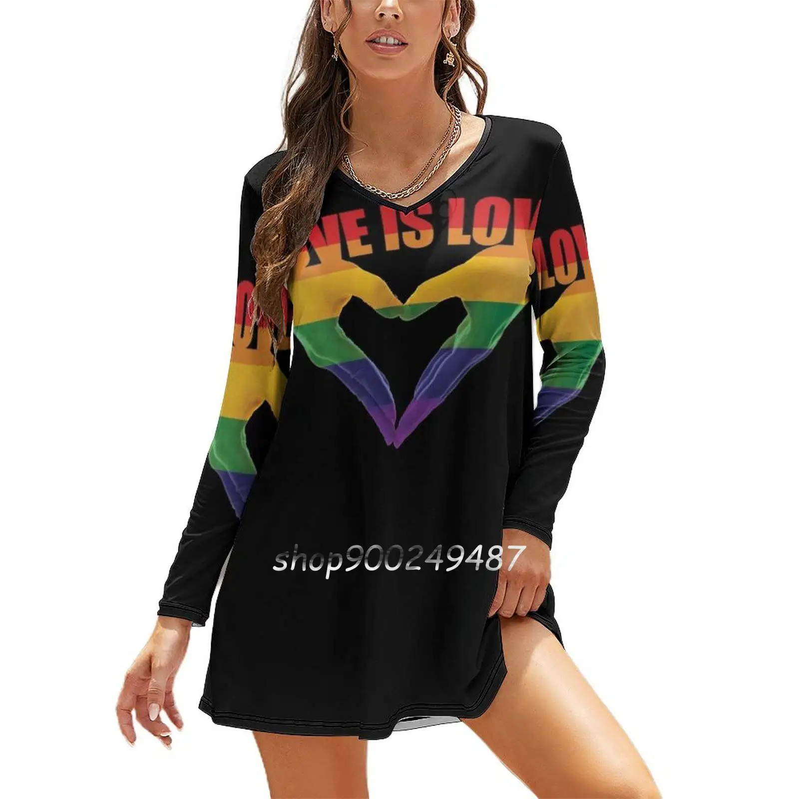 Love Is Love – t-shirt arc-en-ciel, ample, avec nœud en cœur, à la mode, Design, grande taille, cadeau, juin Is