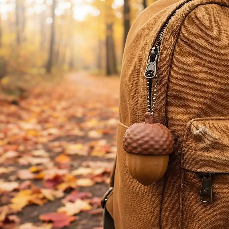 1 PCS Acorn Fidget Clicker Keychain Silent Stress Relief Toy Portable Key Ring Bag Charm Gift