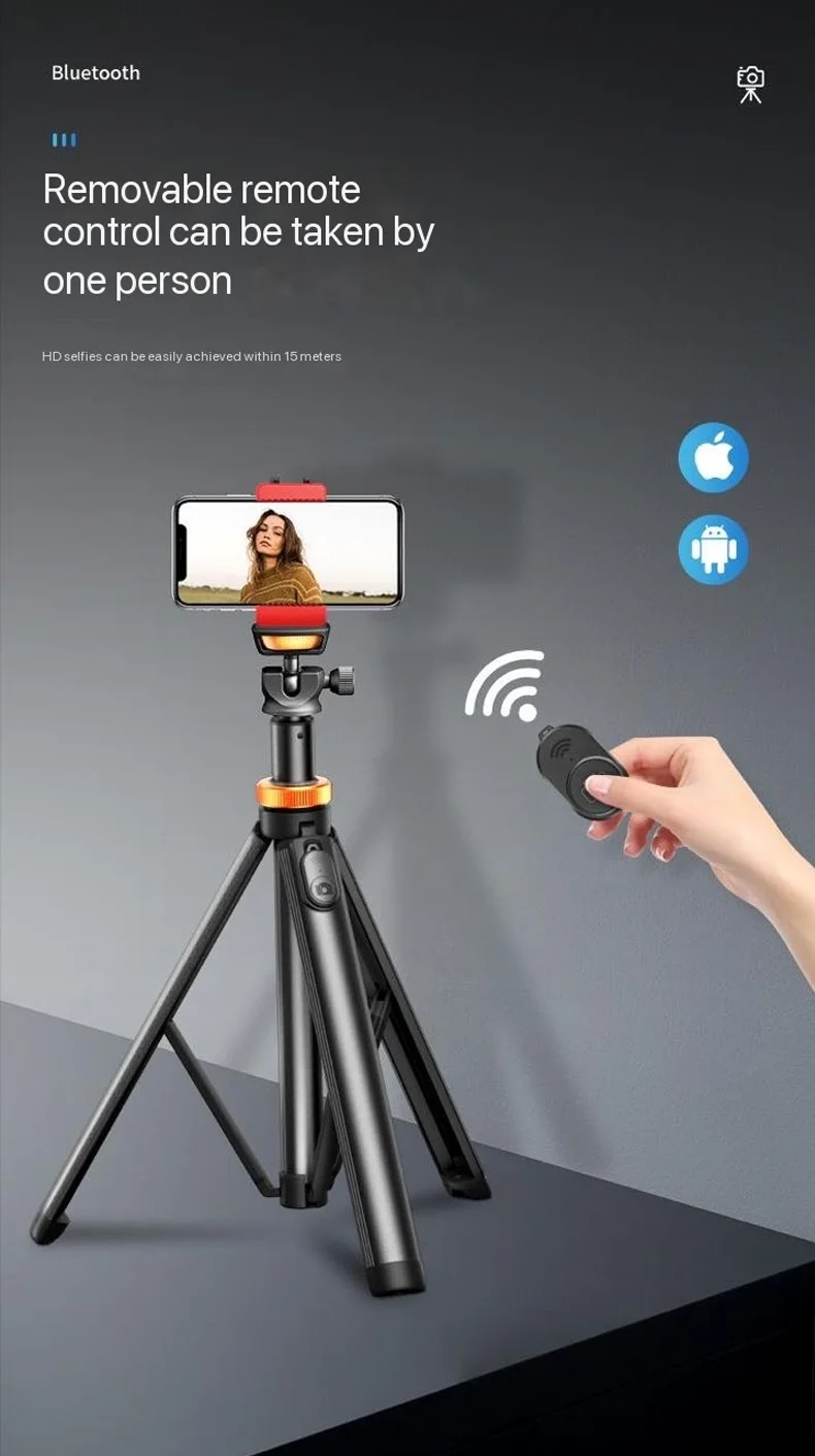 2m Aluminium Alloy Photographic Light Stand Adjustable Tripod 1/4 3/8 Screw W/ Bluetooth and Phone Holder for Fill Light Camera