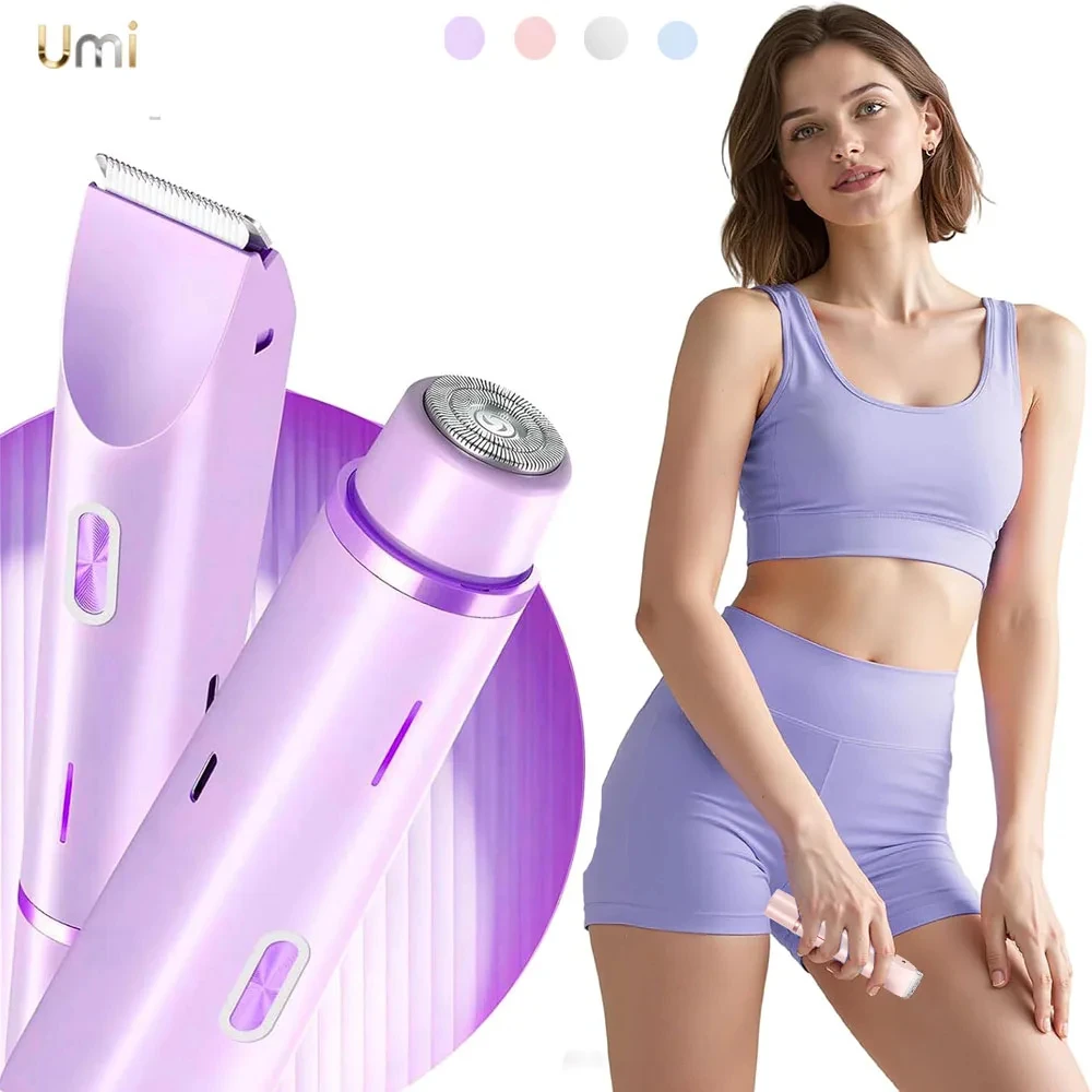 

Umi 2 in 1 Razor for Women Painless Hair Trimmer IPX7 Waterproof Wet Dry Full Body Bikini Face Armpit Type C Rechargeable Shaver