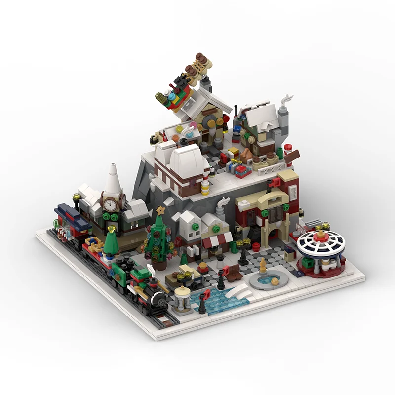 1533pcs MOC Winter Wonderland Village Architecture Seasonal Christmas Street Scene Model Building Blocks Advanced Build Toy Gift