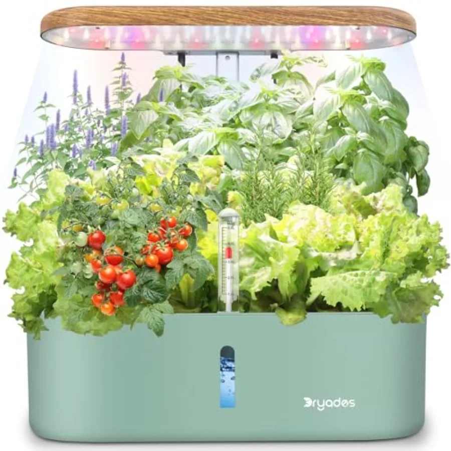 Indoor hydroponics growing system for home kitchen office: 12-pod herb garden kit with LED grow light, aeroponic technology, wh
