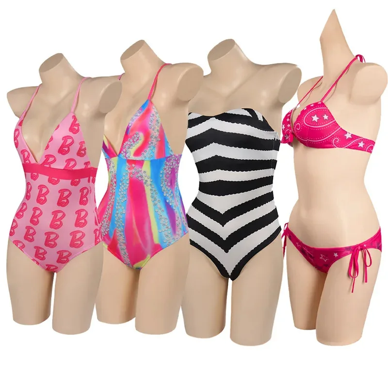 

Костюм Барби из фильма, базовый черно-белый полосатый купальник, карнавальный костюм на Хэллоуин, карнавальная вечеринка, маскировка, наряды для ролевых игр