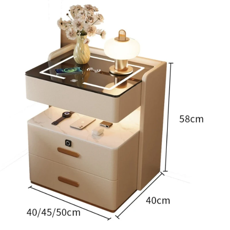 Small Vanity Night Stand French Vintage Led Glossy Bedside Tables Drawer Cabinet Muebles Para Dormitorio Furniture Bedroom