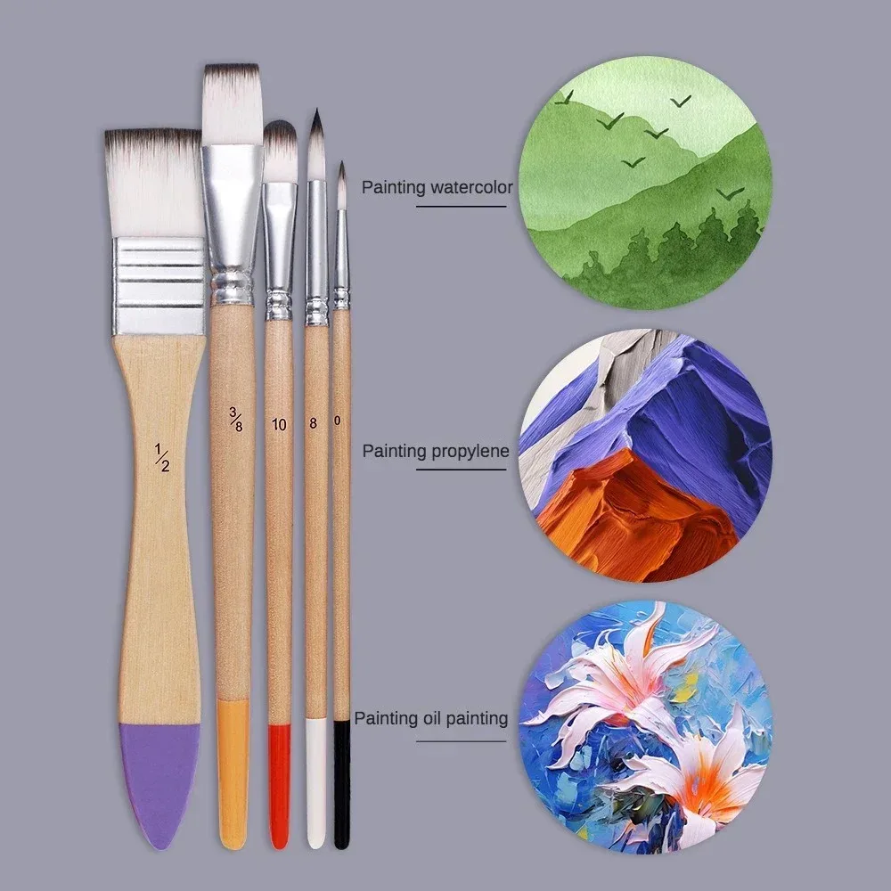 9 قطعة فرشاة شعر نايلون لوازم فنية مختلطة للمبتدئين لوحة ألوان مائية طلاء جدران فرشاة لوحة الصباغ مجموعة طلاء أكريليك فنان #3