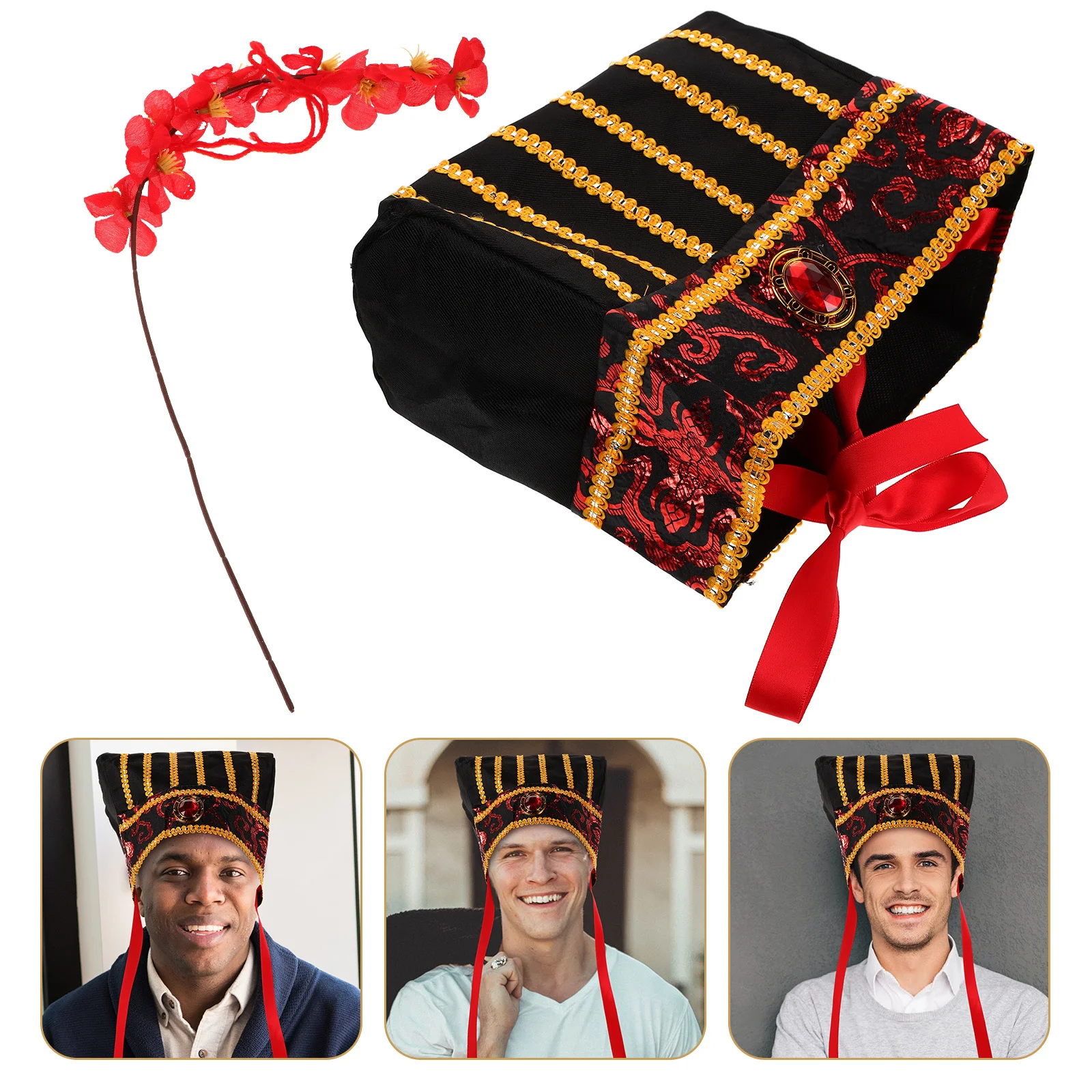 

Traditional Hat Chinese Style Cloth Cosplay Headgear Party Festival Decorative Cap for Adults Traditional Style Hat