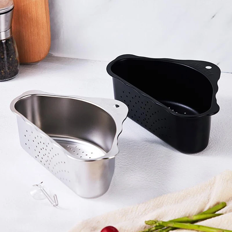

304 Stainless Steel Corner Sink Strainer Drain Basket Kitchen Gadget Racks Holders Storage Ganizer Vegetable Drainer