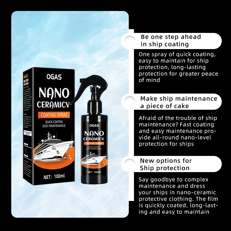 OGAS 100ml Nano Ceramic Coating Spray Marine Boat Yacht Hull Quick Coat Waterproof Gloss Protectant