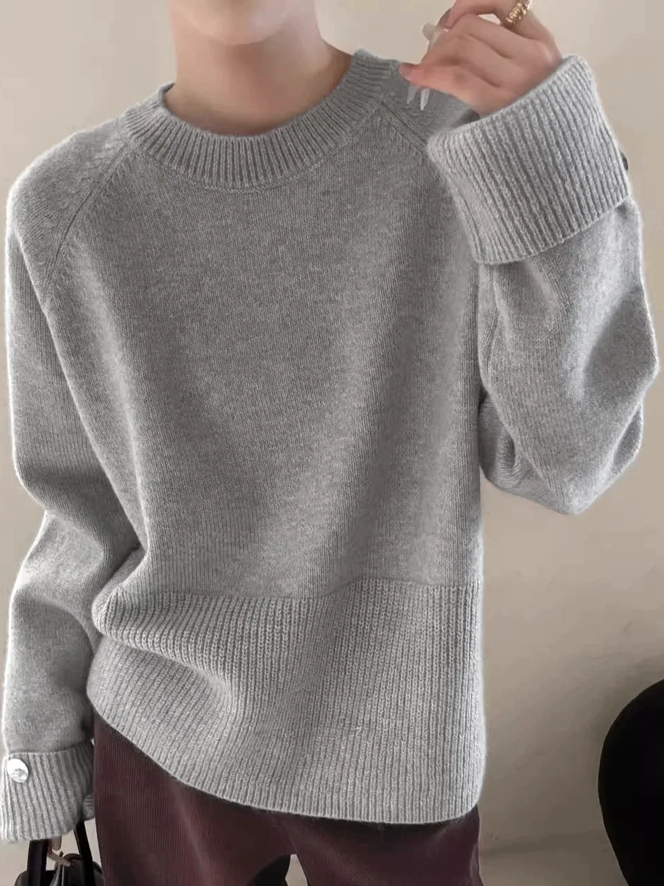 Faionable Oversized Long Sve round Ne Pullover Knitwear for Women Vintage Sle Loose Lazy Trendy Winter Top