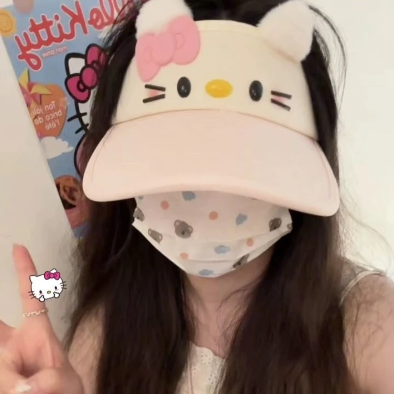 Hello Kitty Cappello carino Parasole Cinnamoroll Cartoon Protezione solare Cappello a cilindro vuoto Esci Regali di compleanno coordinati alla moda portatili