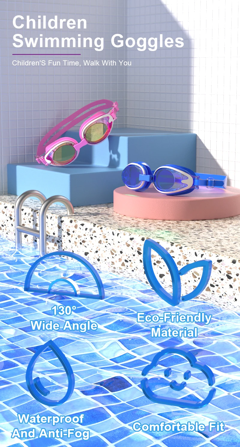 JSJM Professionelle Kinder-Schwimmbrille, beschlagfrei, UV-Schutz, wasserdichte Silikon-Schwimmbrille für Jungen und Mädchen, Schwimmbrille, Geschenk – Detail 2
