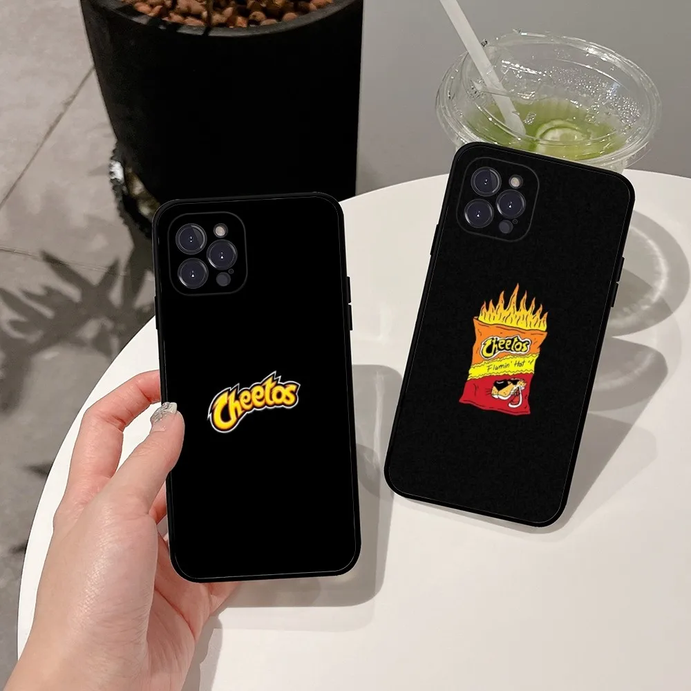 Cheetos-funda de silicona negra para teléfono Apple, cubierta para aperitivos, para iPhone 15,14,13,12,11,XS,XR,X,8,7,Pro,Max,Plus