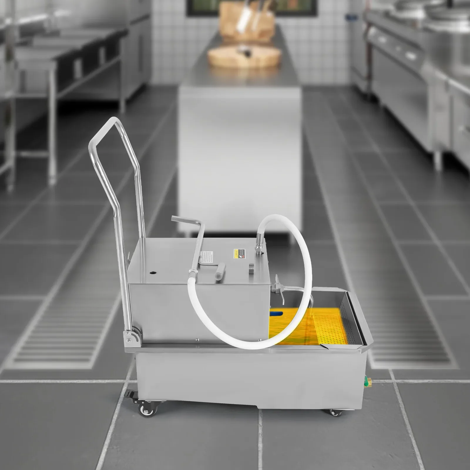 

55L/14.5 Gal Commercial Mobile Fryer Filter Machine/Oil Filtration Cart, 550W Fryer Oil Filtration System