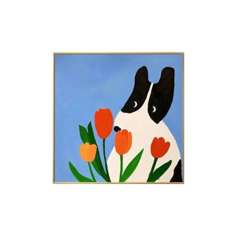 Cartoon hanging painting happiness story abstract dog family ren's room decorative painting ins wind