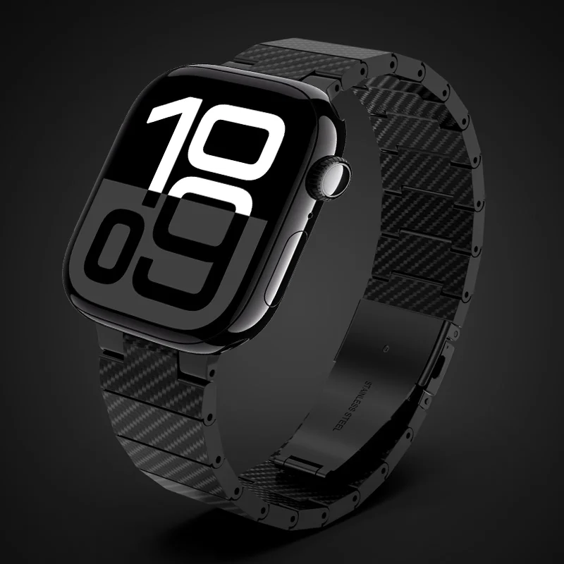 الفاخرة ألياف الكربون الفرقة ل سوار ساعة يد آبل 46 مللي متر 42 مللي متر 44 مللي متر 45 مللي متر 41 مللي متر 38 40 مللي متر سوار حزام iWatch سلسلة 10 9 8 الترا 2 49 مللي متر