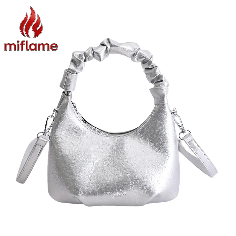 

Women's Top Handle Crossbody Bag with Pleated Design Small Trendy Chic Versatile Daily Shoulder Bag