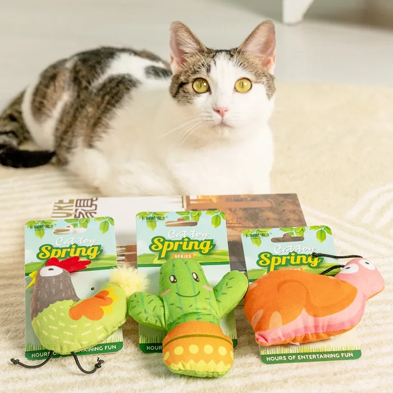 C006 Pet cat Various animal toys Peppermint self - high boredom reliever Kitten teething plush fun cat stick pet