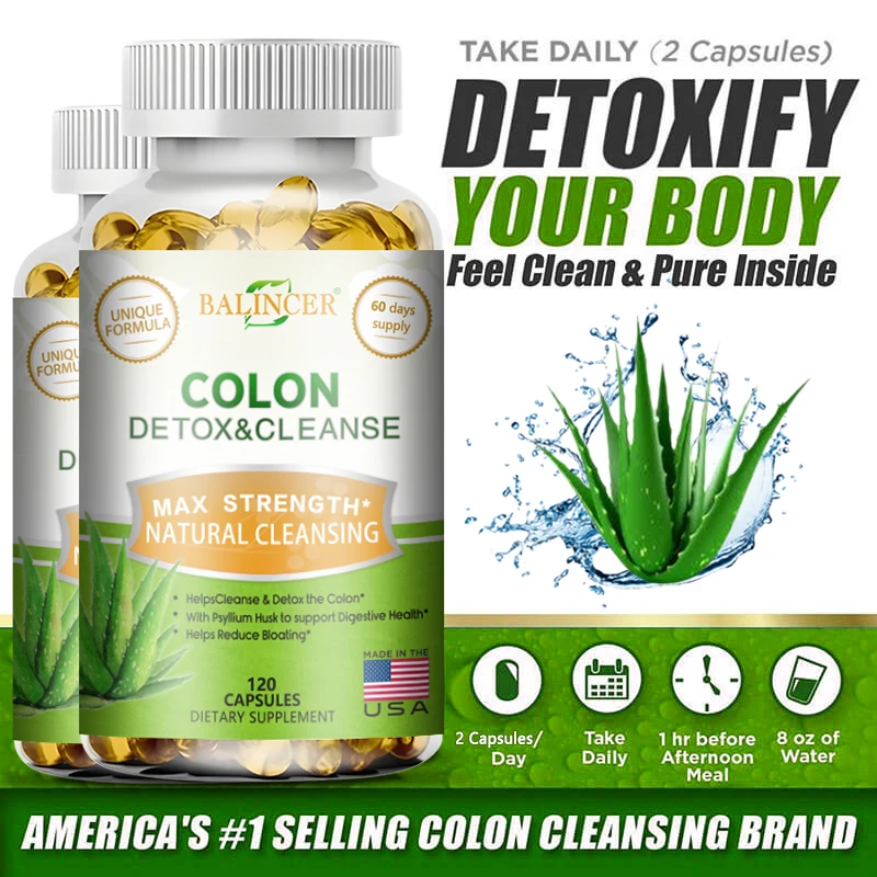 مكمل Balincer Cleanse and Detox - يدعم تنظيف الأمعاء وصحة الجهاز الهضمي للرجال والنساء، 120 كبسولة