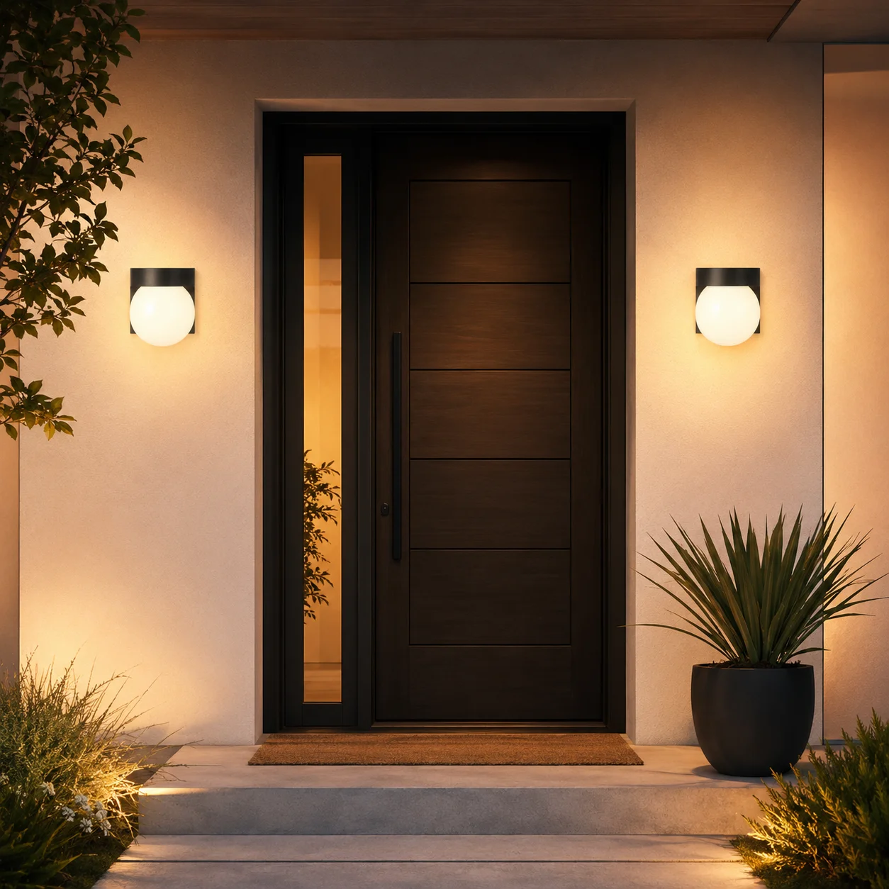 JOYINLED 1/2pcs Black E26/E27 LED Wall Lamps Acrylic Ball Wall Lights Outdoor Sconces for Passage Corridor Bedroom Bedside Lamp