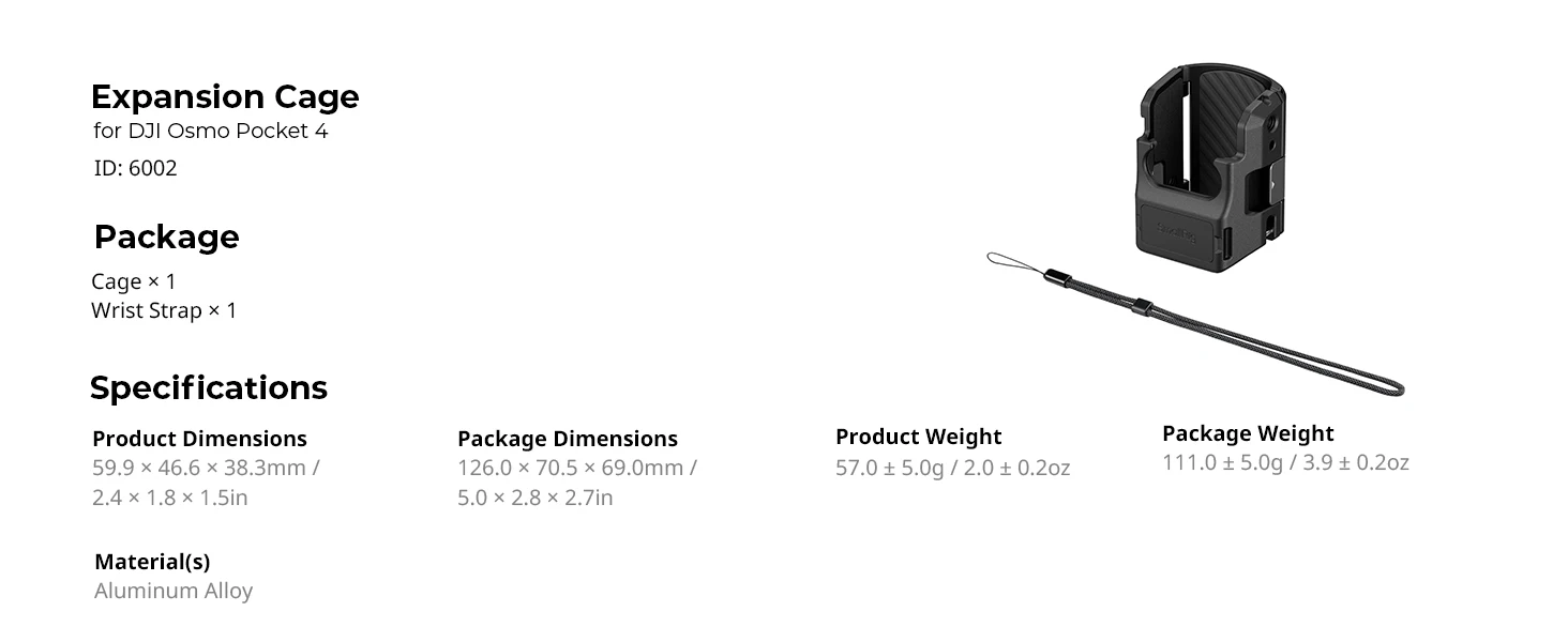 SmallRig Pocket 4 Alloy-Schutzkäfig für DJI Osmo Pocket 4 Erweiterungsadapter-Zubehör mit 1/4"-20 Positionierlöchern 6002 – Detail 7