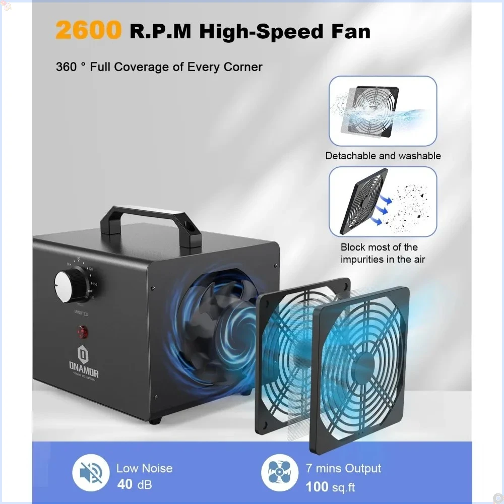 

Генератор озона 77000 мг, дезодоратор для дома, подвала, дыма и комнаты для домашних животных (400 квадратных ножек, цельнометаллический черный)