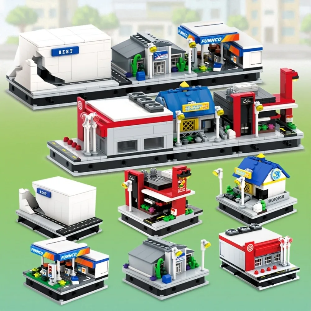 

Mini City Shop Street View Building Blocks Model Simulation Architecture Collection Particle Construction Building Bricks Toy