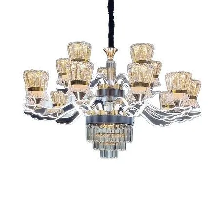 

Modern, light luxury, crystal, living room, chandelier, simple, villa