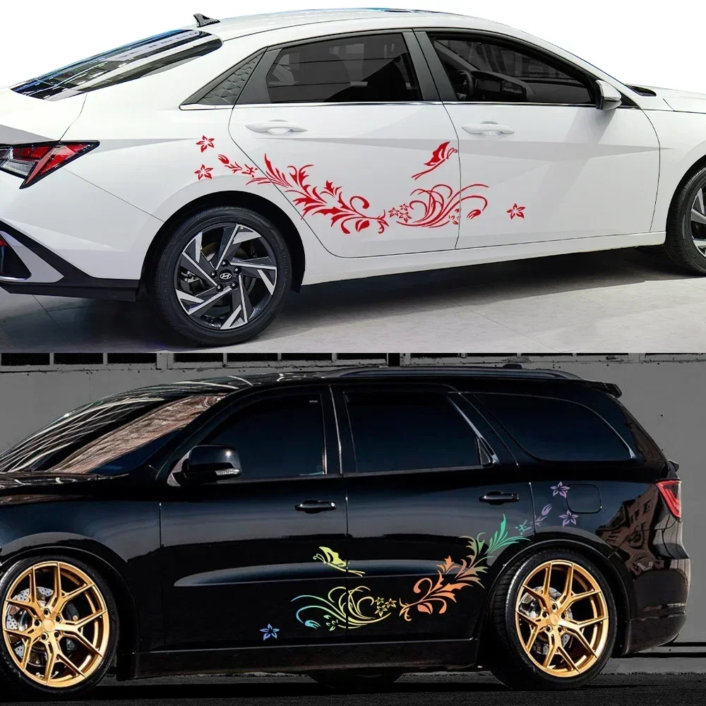 

Graphics Butterflies Flowers Sticker Car Hood Door Side Decoration Vinyl Waterproof Halloween Decal Auto Tuning Accessories