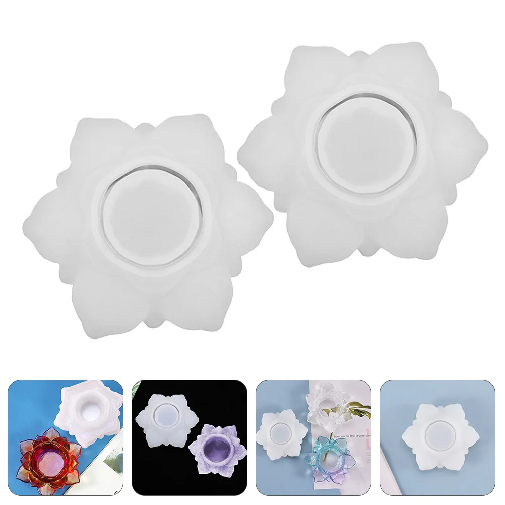

2Pcs Silicone Lotus Mold for DIY Holder Craft Making Jewelry Storage Box Candlestick Casting Reusable Easy Clean Flexible