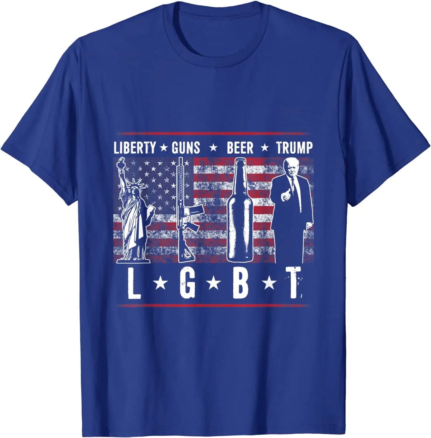 men clothing  harajuku Liberty Guns Beer Trump TShirt LGBT Parody Funny Gift Tops Tees Brand Casual Cotton Men T Shirts Casual image 2