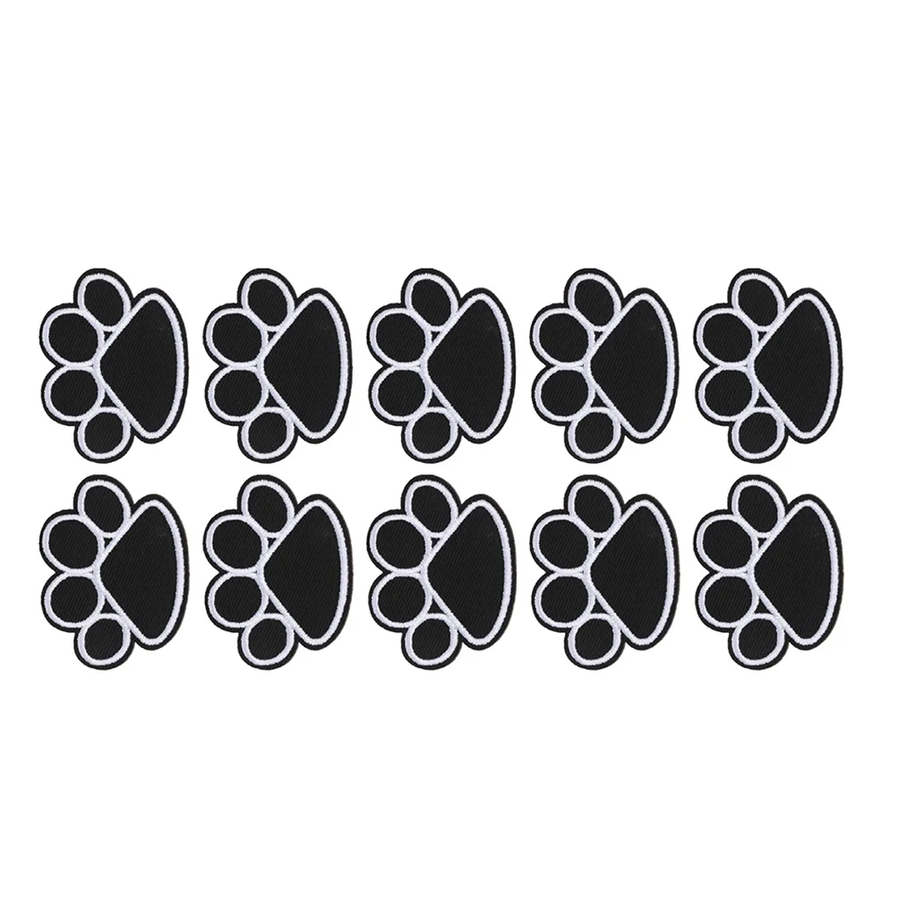 10 Pcs Costumes Dog Paw Stickers Clothing Patch Accessories Embroidered Appliques Clothes Adorable Black Child