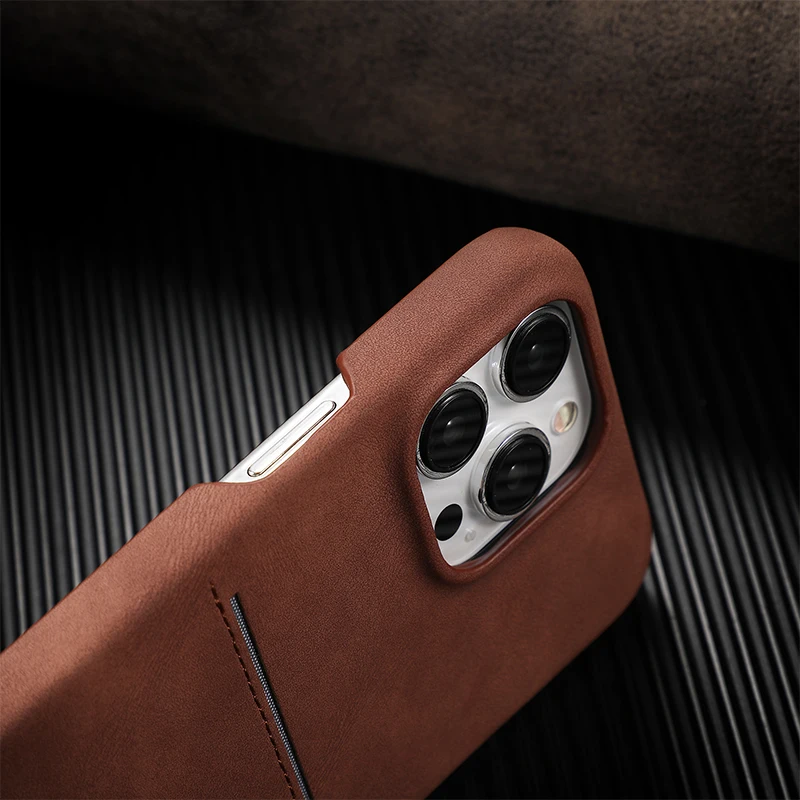 Luxury Quakeproof Leather Case for iPhone Half-wrapped Cover Card Slot Skin Friendly iPhone 16 14 15 Plus Pro 13 Pro Max 12 Pro