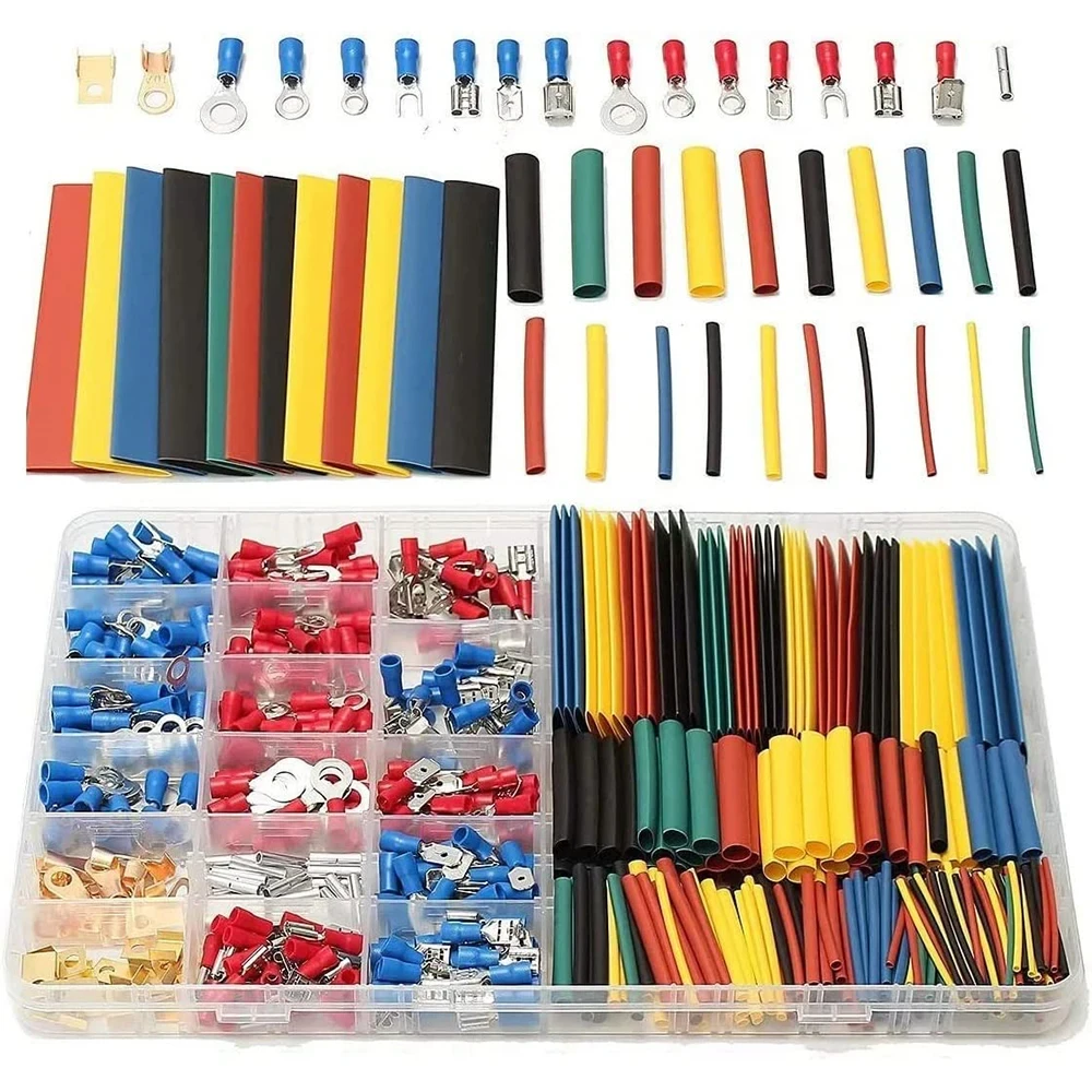 328-678Pcs Heat Shrink Tube Sleeving Set Car Electrical Wire Terminals Insulated Crimp Connectors Spade Set Kit with Plastic Box