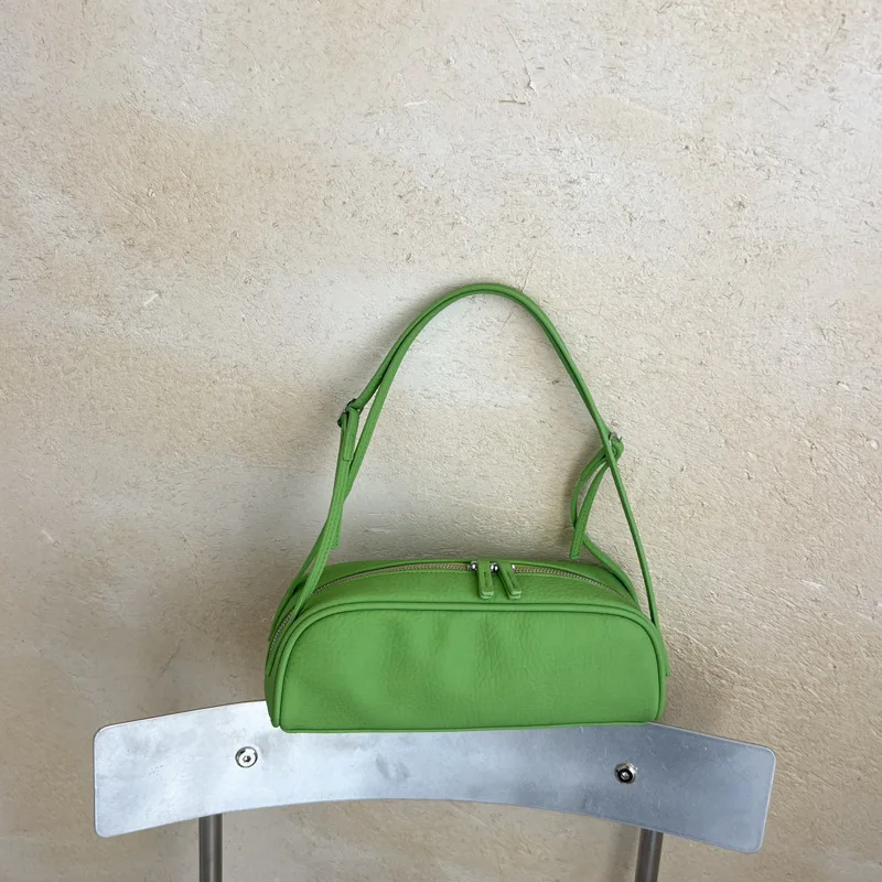 Koreanische Lychee-Textur Schultertasche, Damen Einfarbige Minimalistische Unterarmtasche, Vintage Pendler-Handtasche mit Reißverschluss – Detail 7