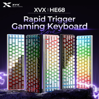 XVX HE68 Wired Magnetic Keyboard with IMD Topographic Keycaps Semi-Aluminum 65% Hot-Swap Gaming Keyboard Black/White
