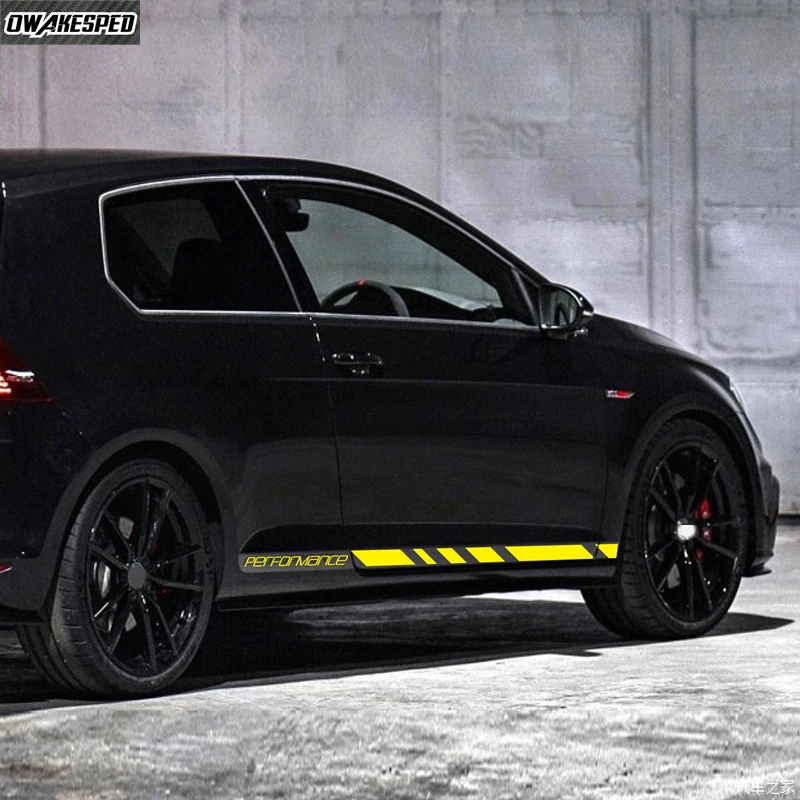2PCS Car Door Side Skirt Sticker PERFORMANCE Sport Stripes For-Volkswagen Golf MK7/8 GTD-Rline-GTI Tuning Accessories DIY Decals