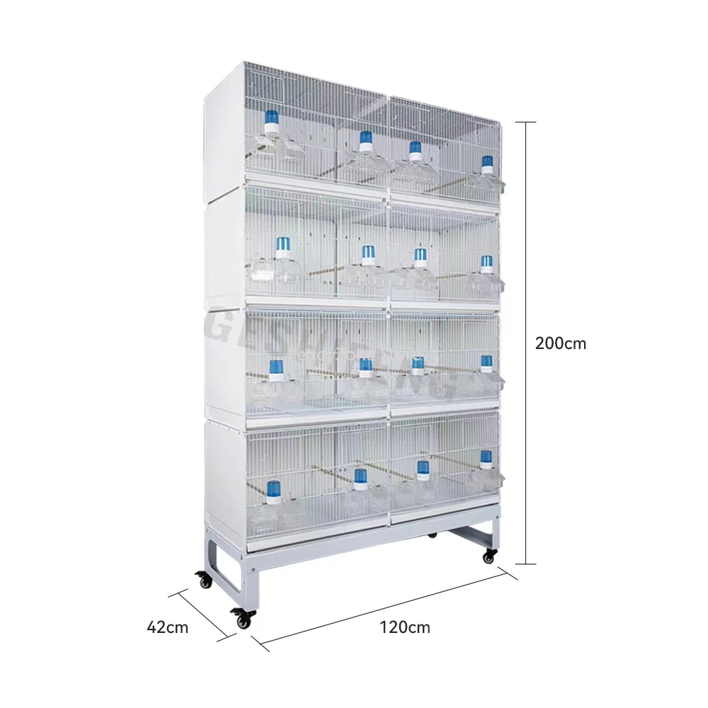 

4 Layer Stackable Collapsible White Wire Canary Breeding Cages Handmade Luxury Love Bird Cage Carton Package With Drinker Box