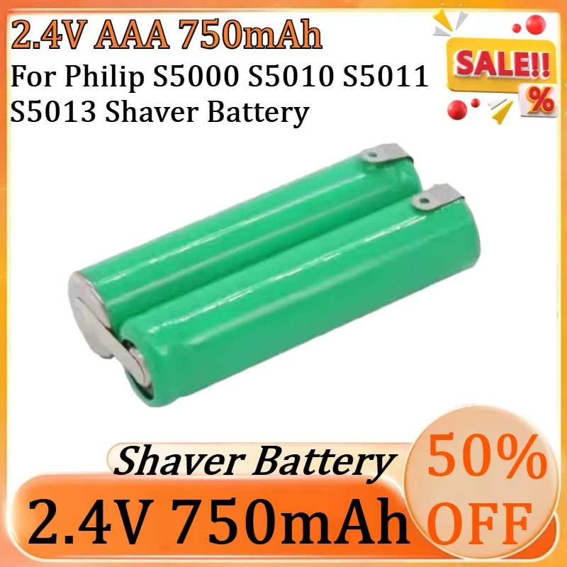 

New 2.4V AAA 750mAh 4.2*2.0cm Shaver High Quality Battery for Philip S5000 S5010 S5011 S5013 Shaver Battery