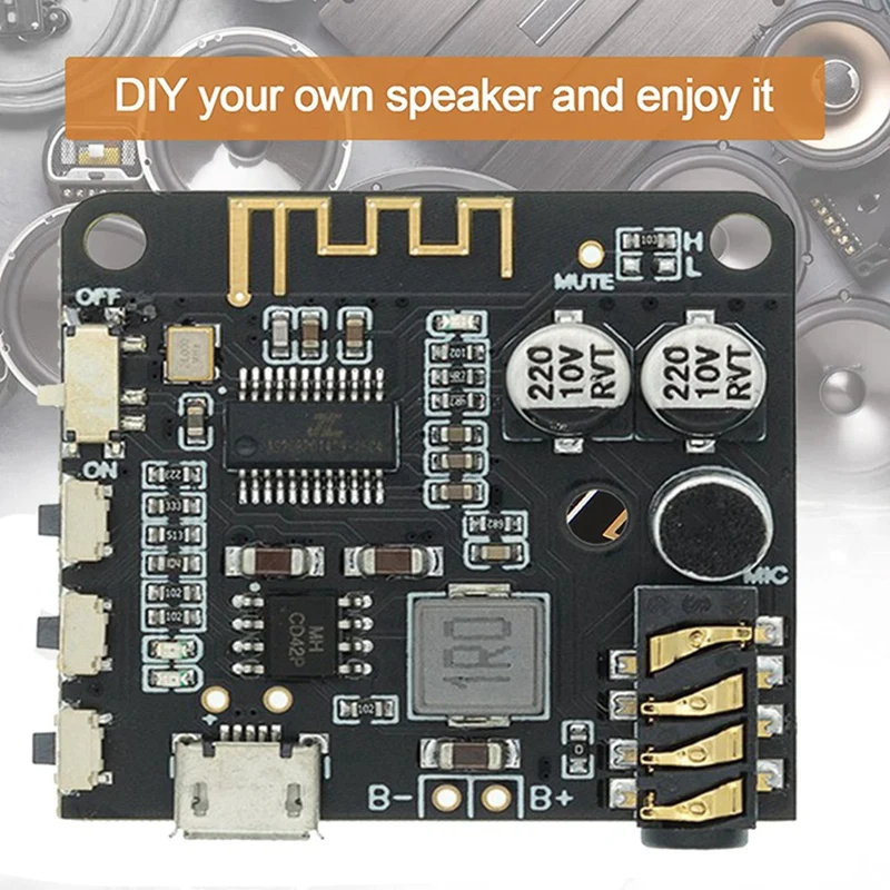 1Set BT5.0 Audio Pro Receiver+One-To-Two Audio Cable+Case MP3 Bluetooth Decoder Car Speaker Audio Amplifier Board