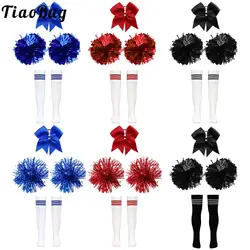 Teen Girls Cheerleading Dance Accessory Set Bowknot Headwear Knee High Stockings And Flower Balls Cheerleader Dance Accessories
