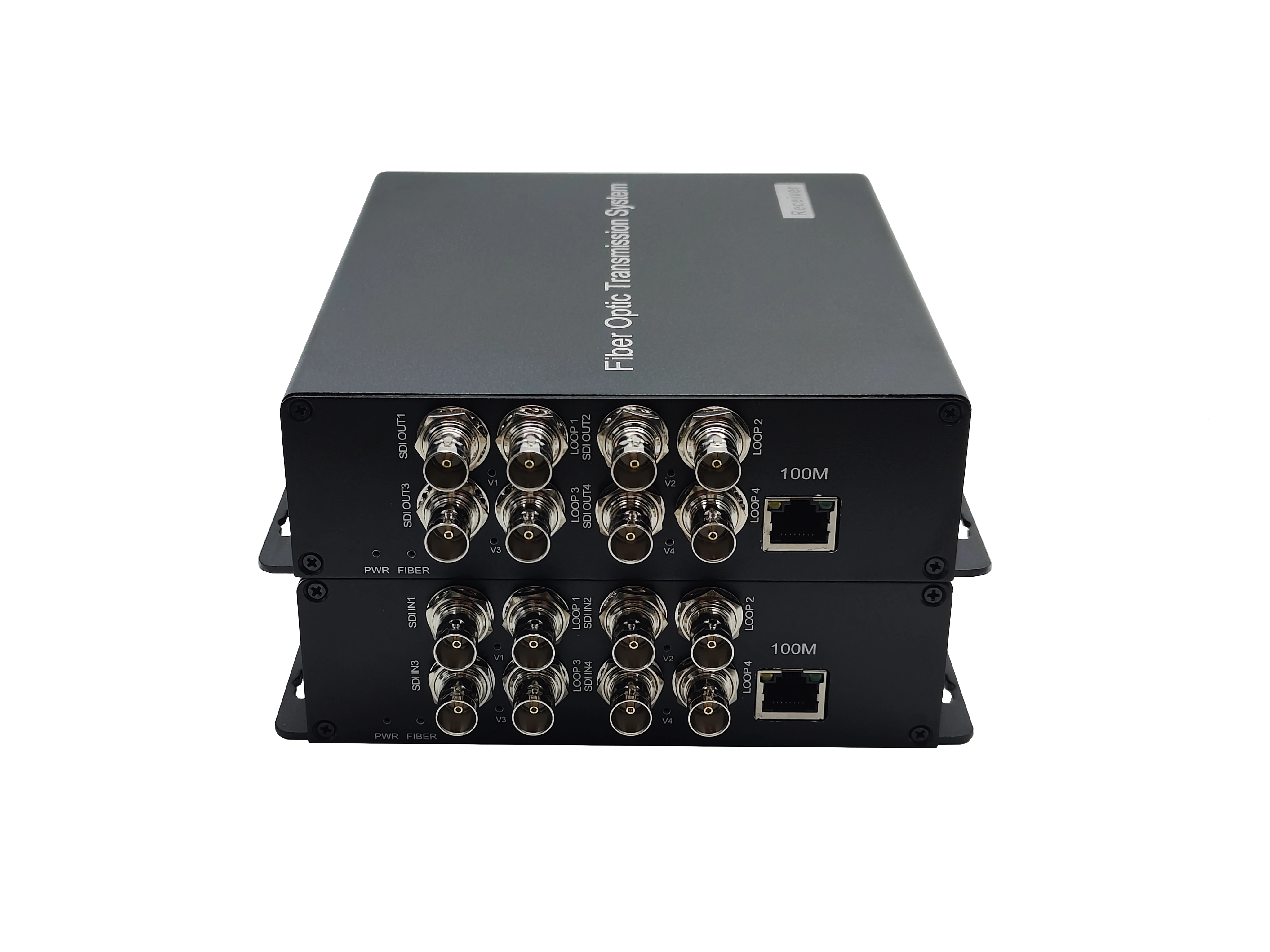 4 Channel 3G-SDI Fast Ethernet Over Fiber Optic Extenders Converters- Uncompressed Full HD Video Network to Fiber converters