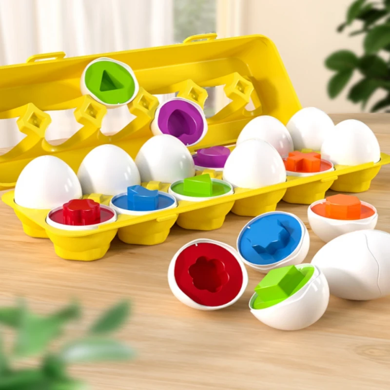 Giocattoli educativi Montessori 2 anni Giocattolo per bambini Uova Puzzle sensoriale per bambini Uova intelligenti Colori Forme Gioco di selezionamento abbinato