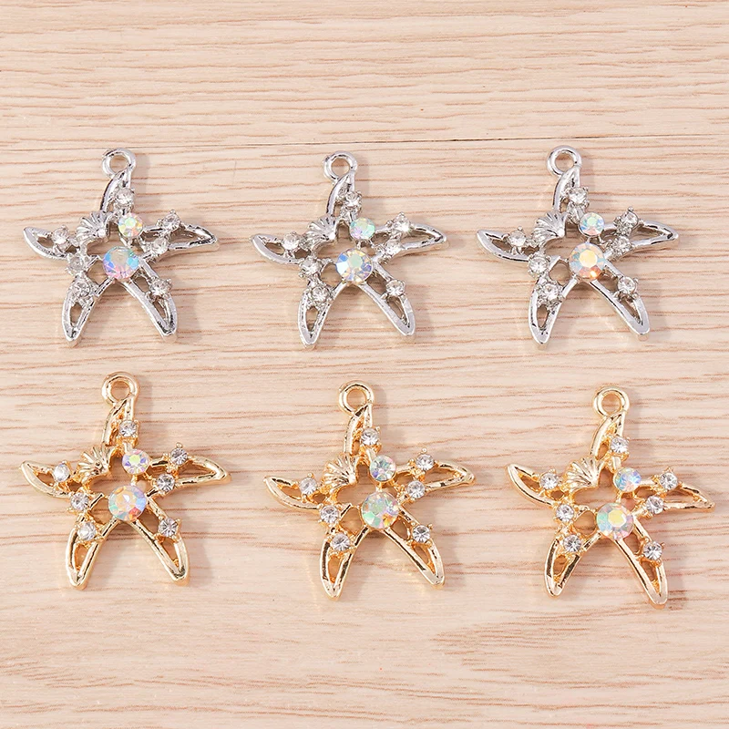 10 Stück niedliche, gemischte Kristall-Metall-Anhänger in Form von Schildkröten, Krabben, Fischen und Muscheln für die Schmuckherstellung, Halsketten, Ohrringe, DIY-Bastelzubehör – Detail 22