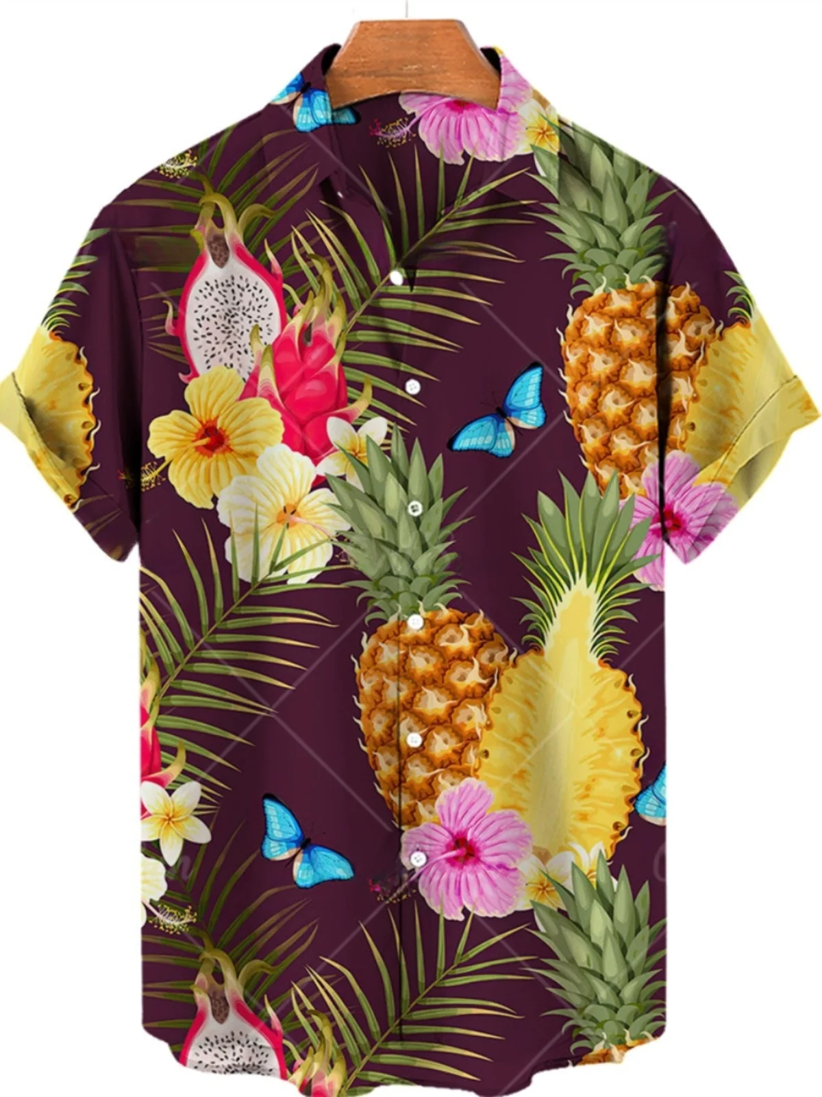 

Мужская повседневная одежда с фруктовым принтом ort Sve irt Summer Youth Faion Slim Fit Regular Thin irt Другой материал 00%