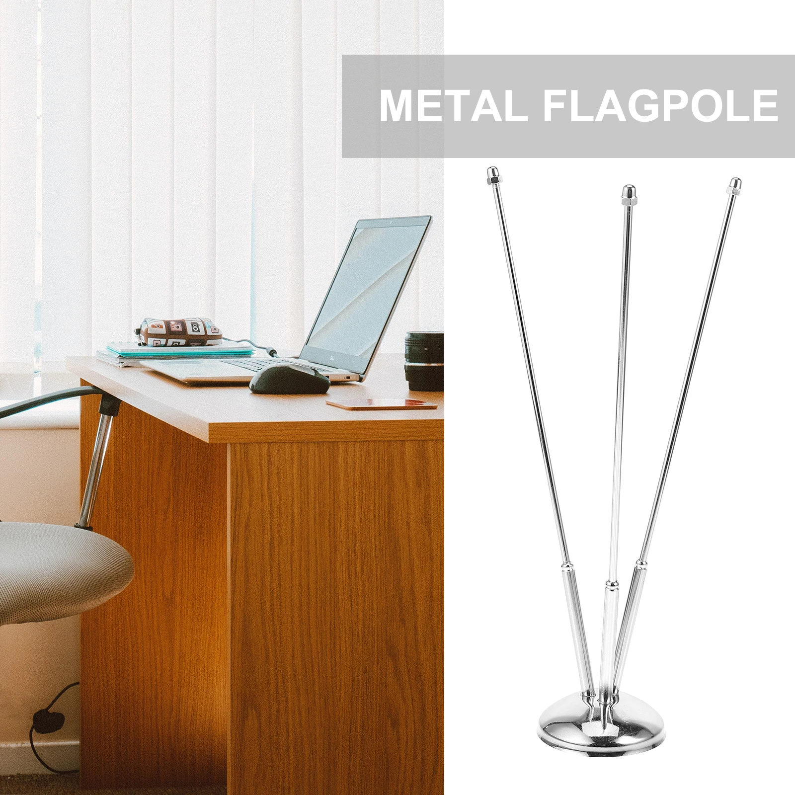 

Table Flag Pole Sturdy Metal Base Display Bracket Stand Holder Desk Office Decor Car Festivals Events Practical Flagpole