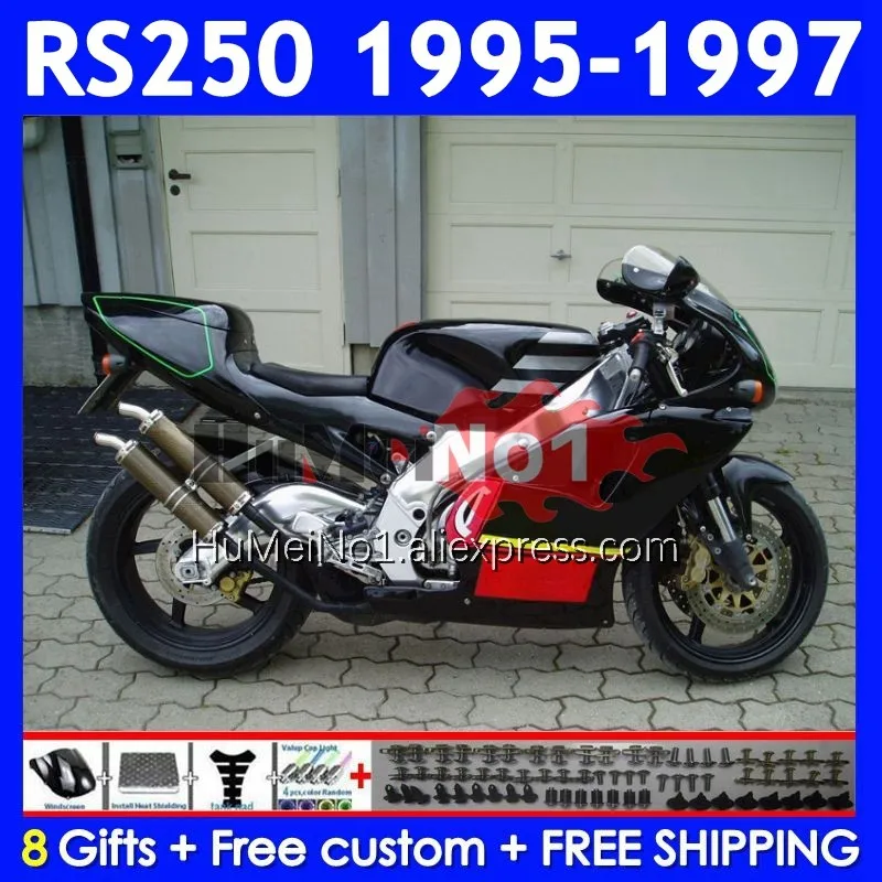 Body For Aprilia black stock RS250 RSV250RR RS-250 RSV250 R 317No.16 RS 250 RSV 250 R RR 1995 1996 1997 RS250R 95 96 97 Fairing