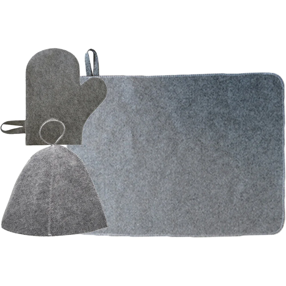 

1Set Sauna Felt Cap Mitten Pad Bathing Head Cover Lightweight Breathable Heat Protective Sauna Accessories for Spa and Home Use