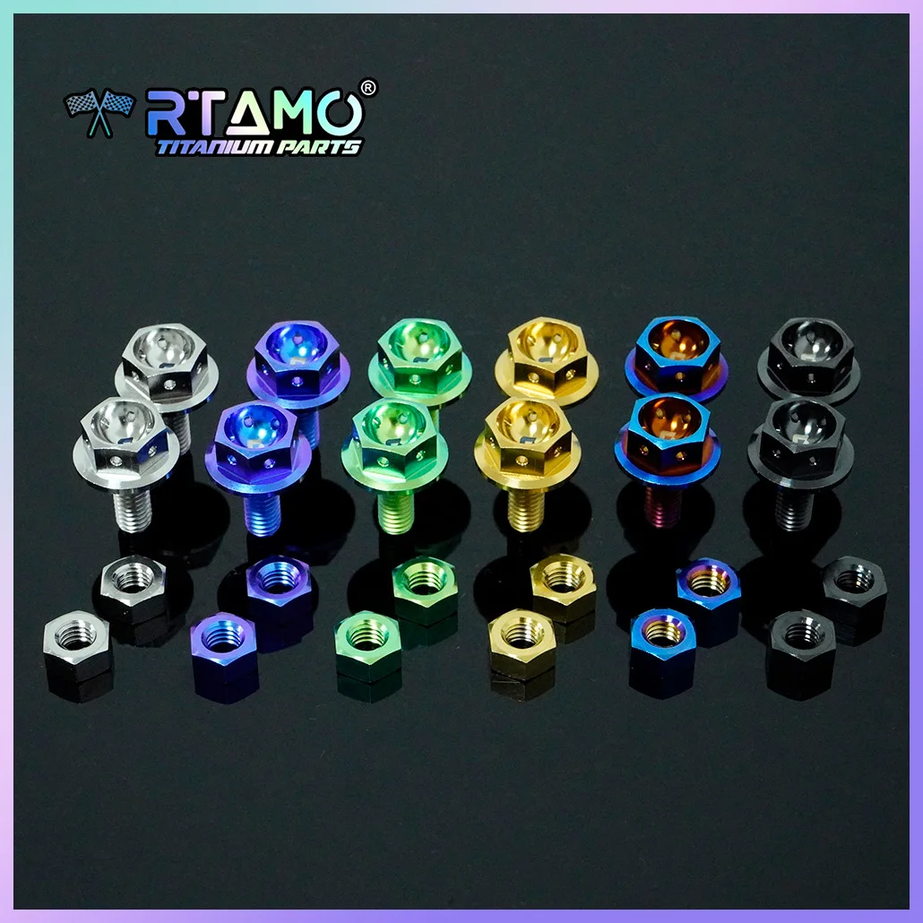 RTAMO M6X10/15mm Titanium Alloy Bolts License Plate Mounting Screws Number Plate Fixing Bolts