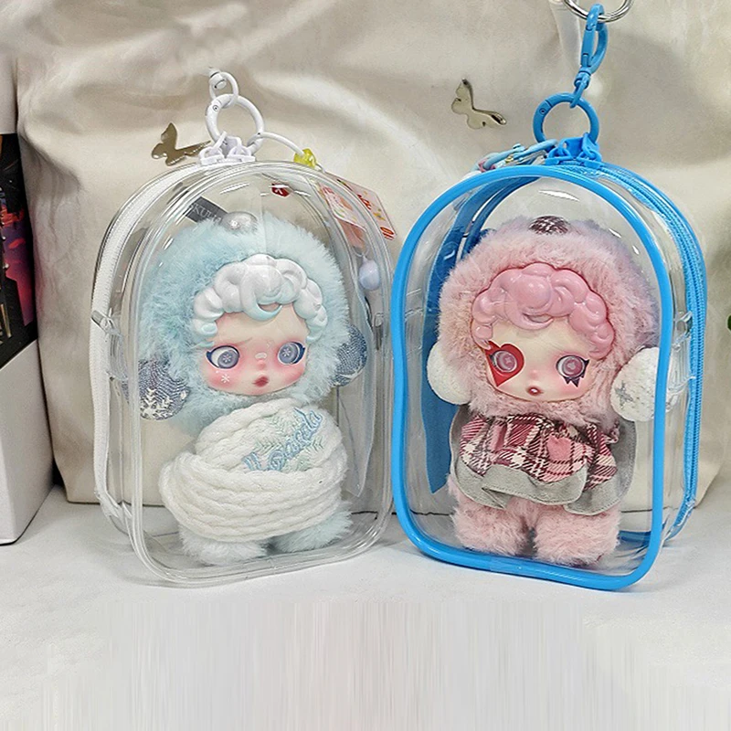 ✰ ✪ 1PC Bolsa de Transporte para Bonecas e Roupas de Bebê, Transparente, Anti-Poeira, Capa Protetora de 15cm, Estojo de Armazenamento e Exibição Portátil