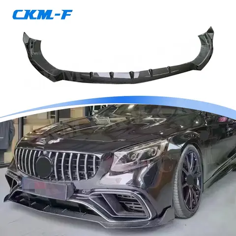 메르세데스 벤츠 S 클래스 W217 C217 S63 65 AMG 쿠페 2014-2019용 자동차 앞 범퍼 립 스포일러 턱 바디 키트